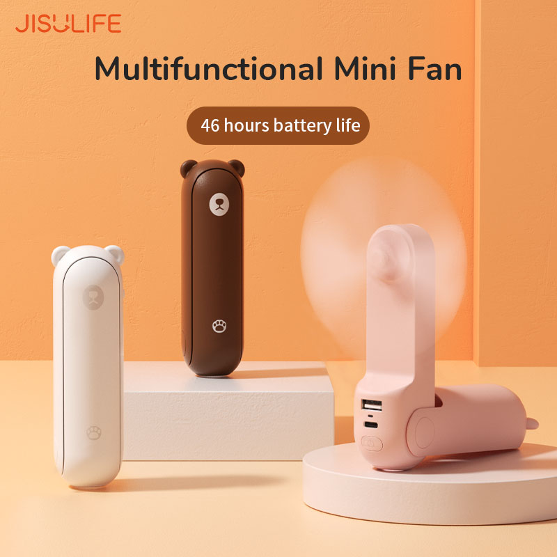 3 in 1 Mini Portable Cooling Fan USB with Power Bank & Flashlight Feature